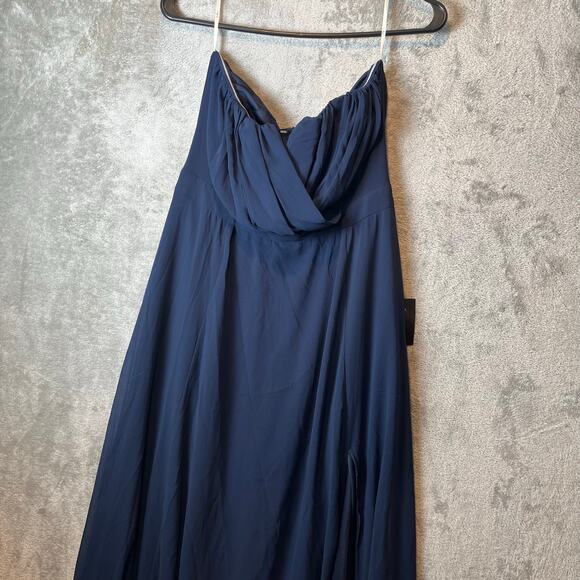 Lulus Navy Strapless Maxi Dress Sz M Bridesmaid Wedding Formal Evening Gown New - Picture 2 of 8